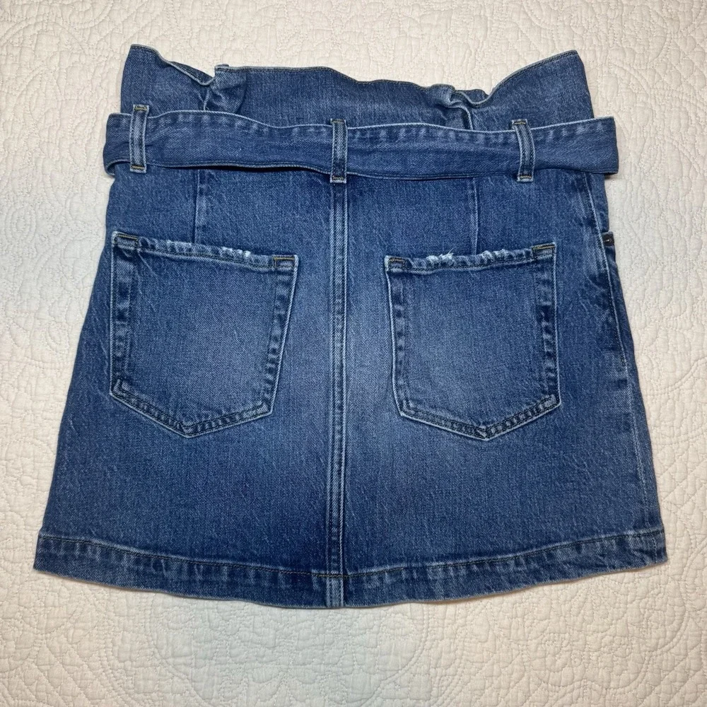Frame Women's 26 Denim‎ Belted Mini Skirt Pleated Myrtle Paperbag Waist Y2K Chic